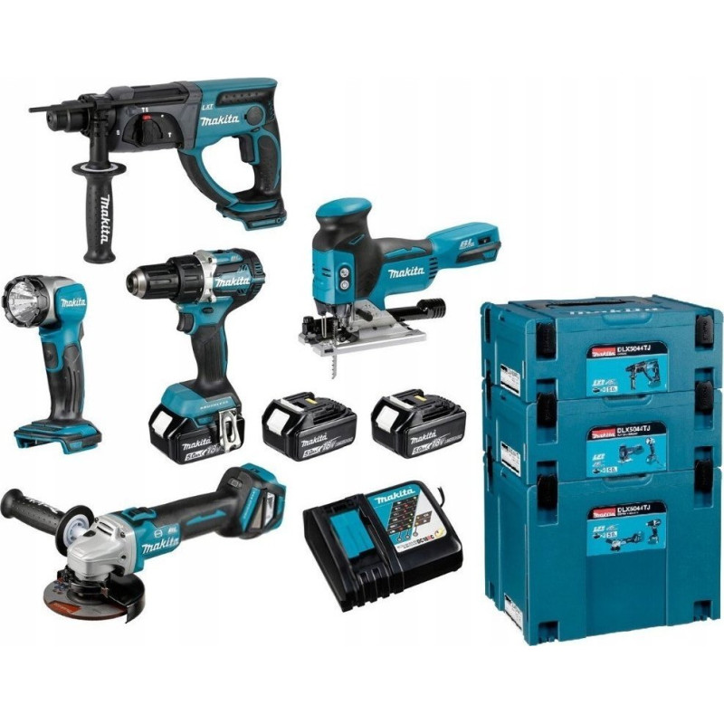 Makita Zestaw elektronarzędzi Makita ZESTAW COMBO 18V DDF484+DGA513+DHR202+DJV181+DML802