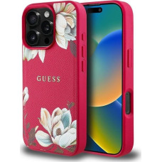 Guess Etui Guess Grained Printed Flower         Pattern MagSafe do iPhone 16 Pro fuksja