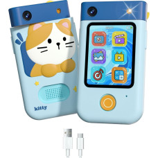 Xrec Digital Camera 48mp 1080p Camera For Baby Games Flashlight Mp3 Alarm Clock Phone / Bls-i9 / Blue Cat.