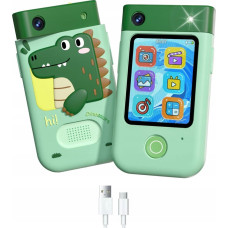 Xrec Digital Camera 48mp 1080p Camera For Baby Games Flashlight Mp3 Alarm Clock Phone / Bls-i9 / Green Dinosaur