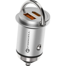 Forcell F-ENERGY Mini car charger Type C + USB A PD QC3.0 3A 20W silver.