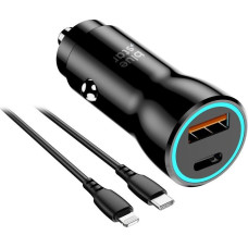 Blue Star 3A 25W Type C + USB A car charger + Type C to Lightning PD QC3.0 AFC PPS cable black