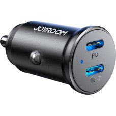 Joyroom Mini charger car charger for cigarette lighter socket 30W 2x USB-C metal black Mini charger car charger for cigarette lighter socket 30W 2x USB-C metal black