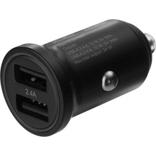 Deltaco Car charger 12/24 volt USB with two USB-A connectors, 24 watts, black USB-CAR127