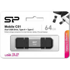 Silicon Power Pendrive C51 64GB USB-A USB-C 120 MB/s Silver