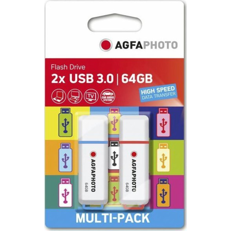 Agfaphoto Pendrive AgfaPhoto Color Mix (2 szt.), 64 GB  (10556)