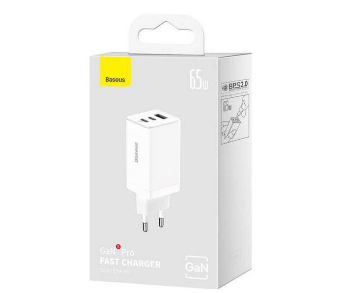 BASEUS FAST CHARGER GAN5 PRO 2C+U 65W EU WHITE - Image 3