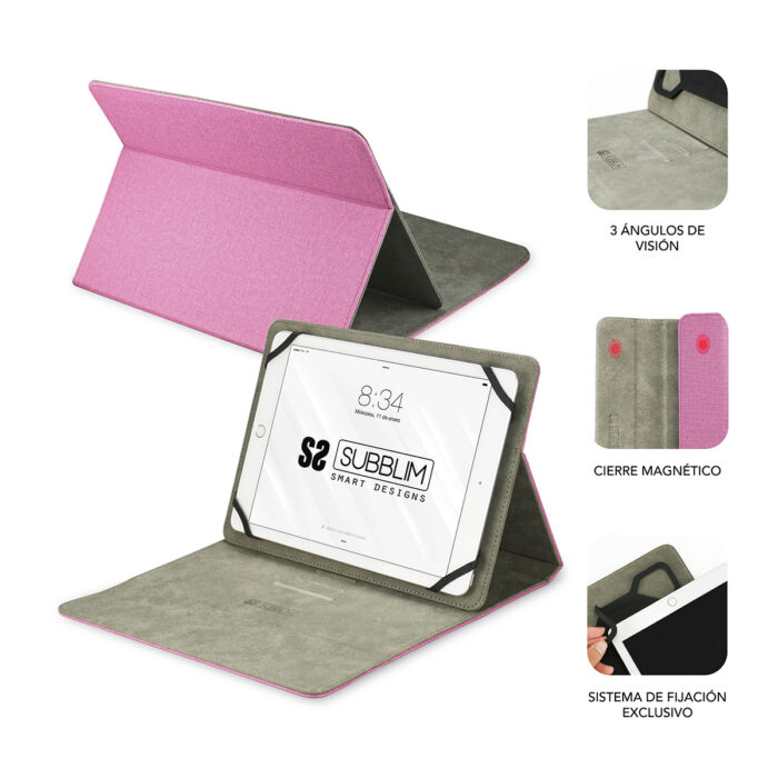 SUBBLIM UNIVERSAL CLEVER STAND TABLET CASE 10.1'' PINK - Image 2