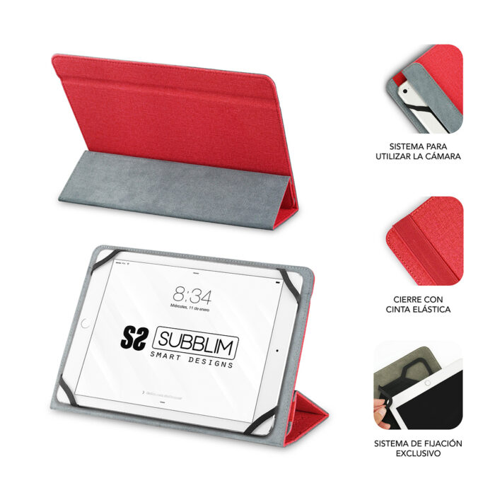 SUBBLIM UNIVERSAL FREECAM TABLET CASE 10.1'' RED - Image 4