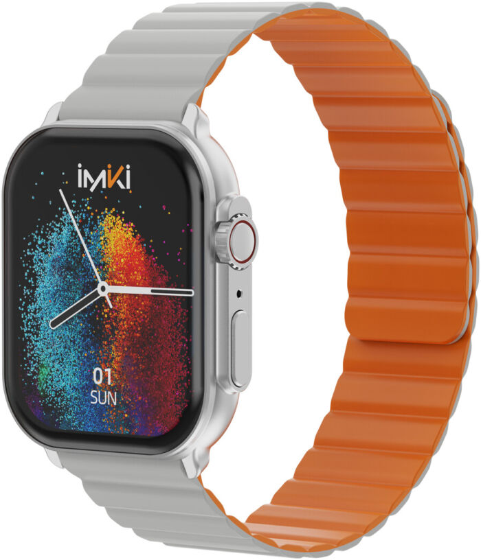 IMIKI SMARTWATCH SF1 SILVER+GRAY ORANGE MAGENTIC STRAP